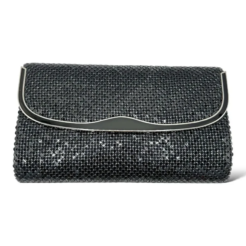 Marlo Vintage 80’s/90”s Black Mesh Clutch Evening Bag w/Convertable Chain‎
